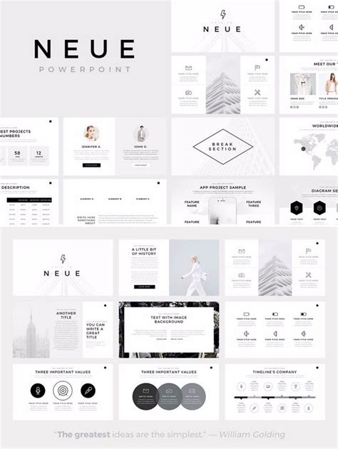 Neue – Minimalist PowerPoint Template | 파워포인트 무료, 제품 브로셔, 파워포인트 템플릿