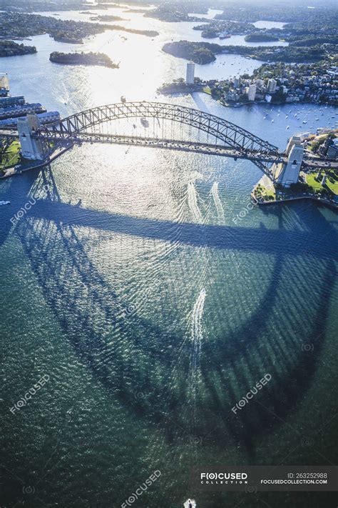 Aerial view of Sydney bridge, Sydney, New South Wales, Australia — structure, reflection - Stock ...