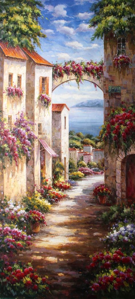 Tuscany Flower Garden, Painting by Lucio Campana | Artmajeur