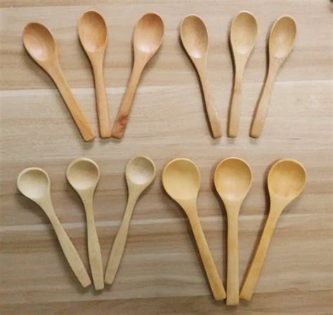 50pcs Wooden Bamboo Spoons Honey Spoon Baby Spoons Mini Spoons-in ...