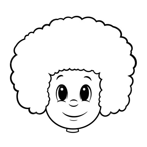 Cartoon Afro Haar Kleurplaat Pagina Overzicht Schets Tekening Vector, Afro Haar Tekenen, Afro ...