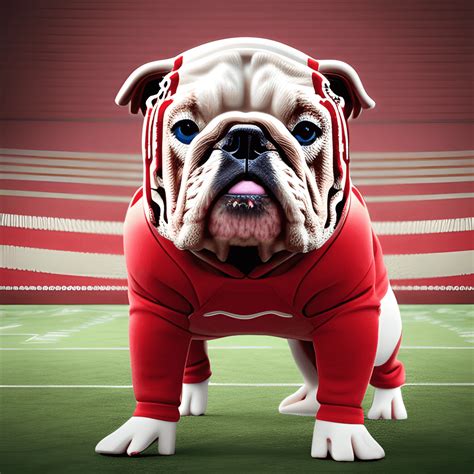 3D 4K Red Bulldog Wearing Sports Hoodie with Football Helmet · Creative ...