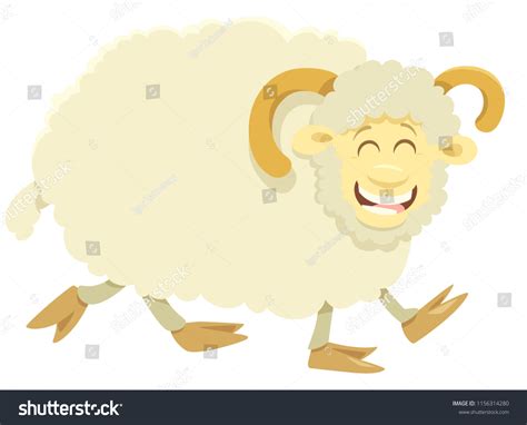 Cartoon Illustration Happy Ram Farm Animal Stock Vector (Royalty Free ...