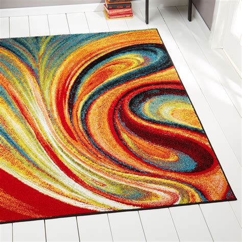 Modern Rug Contemporary Area Rugs Multi Geometric Swirls Lines Abstract ...