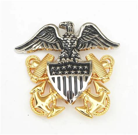 WW2 US United States Navy Officers Large Hat Metal Badge Pin Insignia ...