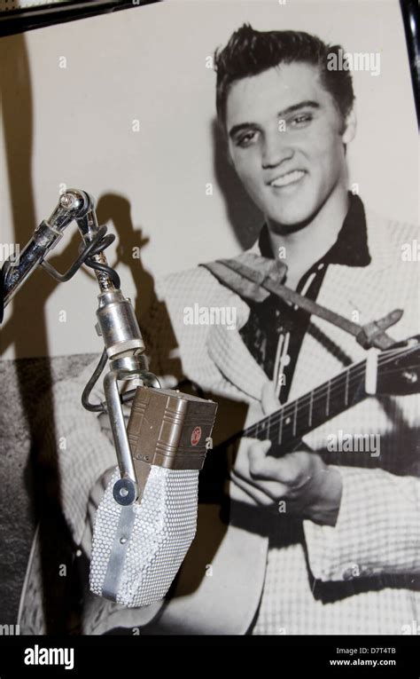 Tennessee, Memphis. Sun Studio. Studio microphone with Elvis photo ...