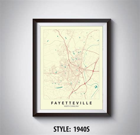 Map of Fayetteville, NC Fayetteville Map Fayetteville Poster Office ...