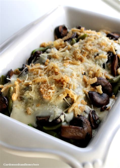 Green Bean Mushroom Casserole - Garden Seeds and Honey Bees