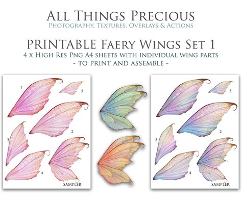 PRINTABLE FAIRY WINGS Set 1 - Transparent Overlays / Fairy / Wing ...