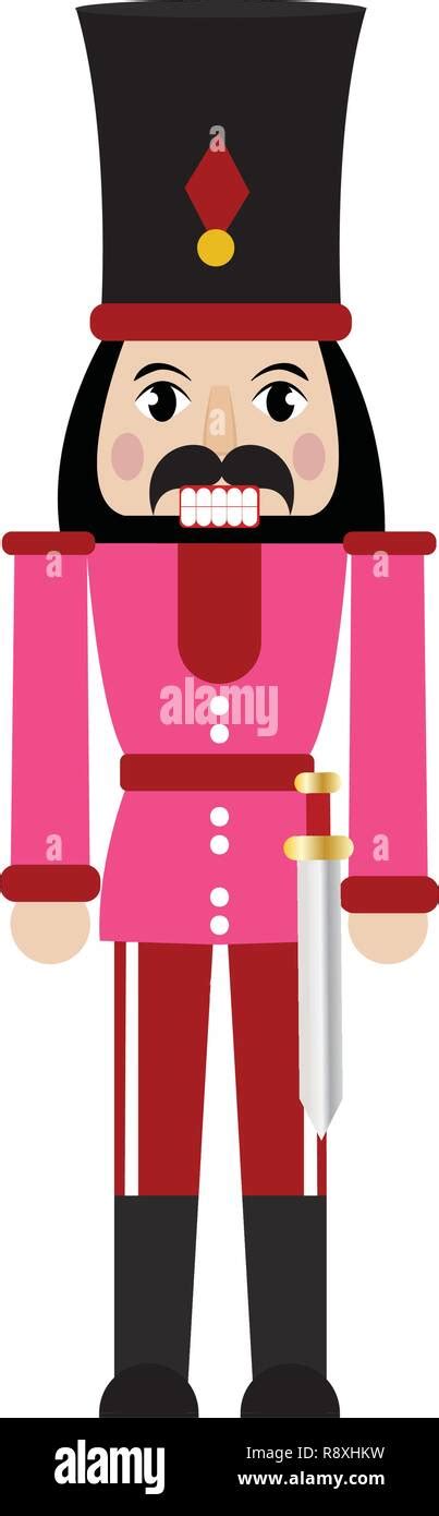 front view of cute nutcracker soldier toy, vector illustration design ...