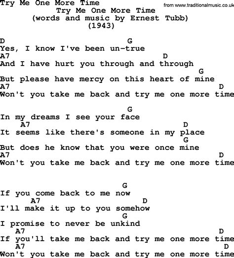 Try Me One More Time - Bluegrass lyrics with chords