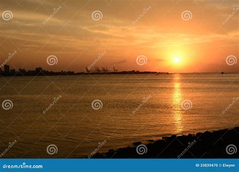 Famous sunset in Tamsui stock photo. Image of gold, colorful - 33839470