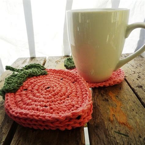 Crochet Strawberry Coaster Pattern Summer Party Decor | Etsy