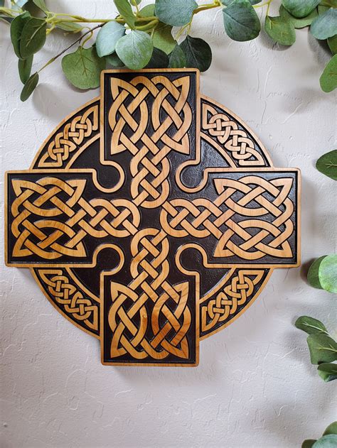 Wood Carved Celtic Cross Wall Art Christian Cross 3D Wall - Etsy