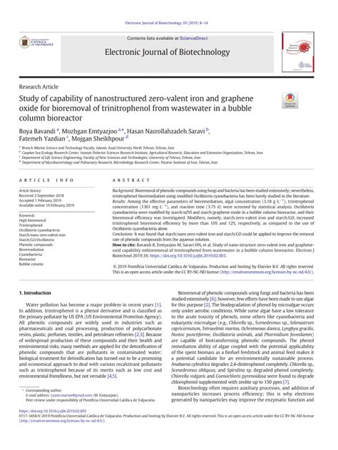 (PDF) Study of nano-structure zero-valent iron and graphene-oxid capability onbioremoval of ...