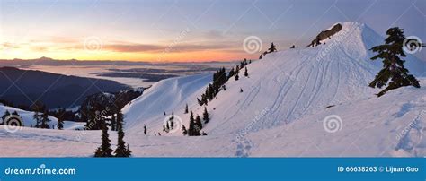 Mt. Seymour First Pump Peak Winter Sunrise, Vancouve Stock Image - Image of valley, mount: 66638263