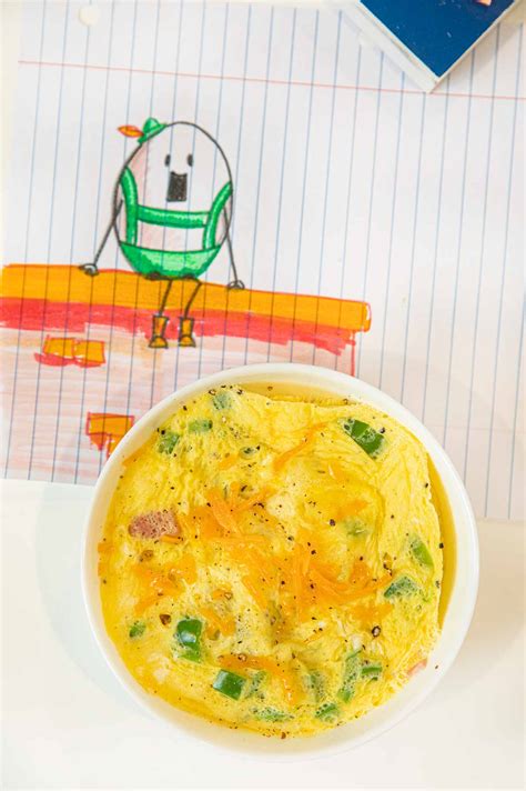 Microwave Omelette Recipe (Ham, Bell Pepper, Cheese) - Dorm Room Cook