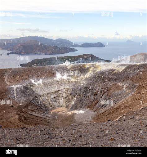 Lipari Islands active volcano Stock Photo - Alamy