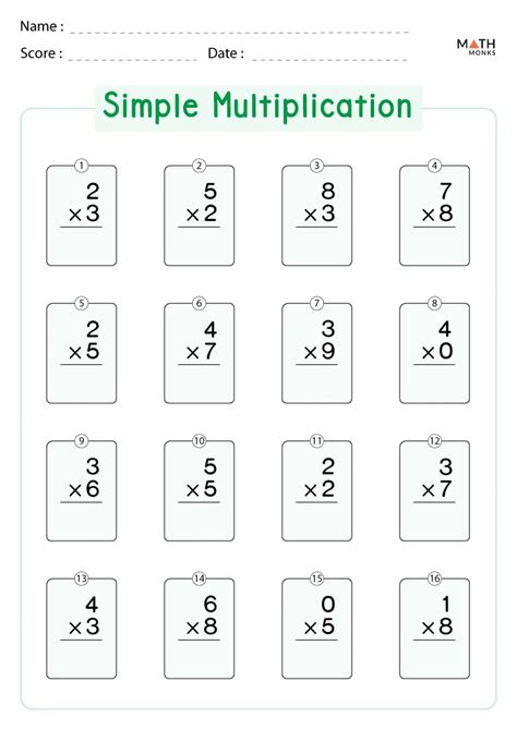 Multiplication Worksheet 1 5