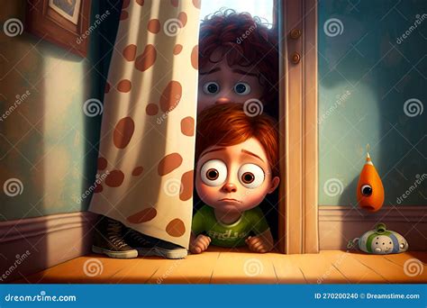 Hide and Seek Game. Playing Hide and Seek. Cute Cartoon Characters Stock Illustration ...