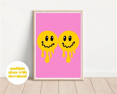 Melty Smiley Face Smiley Face Print Digital Download Retro - Etsy