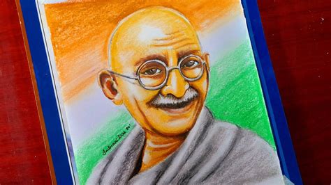 Gandhiji drawing, Mahatma Gandhi drawing with oil pastel, Gandhi jayanti drawing easy - YouTube