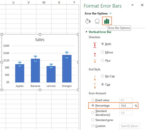 Using Error Bars Excel