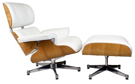 Charles Eames Lounge Chair Ashwood White Leather - Charles Eames