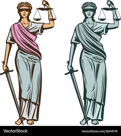 Judiciary symbol lady justice with blindfold Vector Image