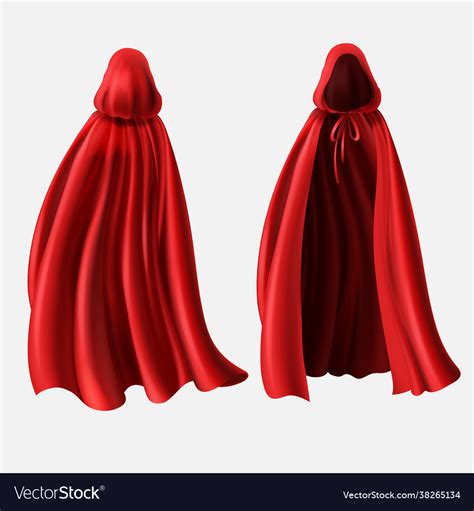 Realistic set red cloaks with hoods Royalty Free Vector