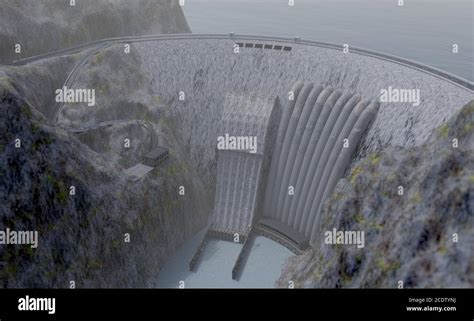 hydroelectric power station plant, 3d illustration Stock Photo - Alamy