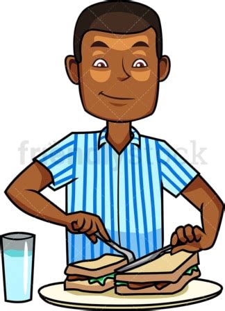 Black Man Making Breakfast Cartoon Vector Clipart - FriendlyStock