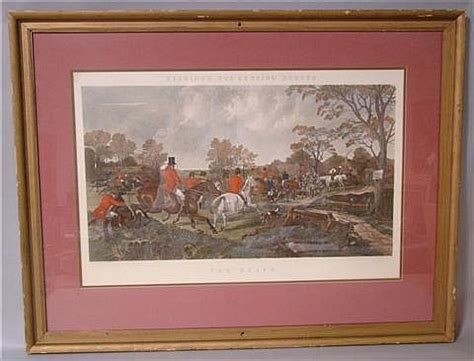 Lot - AFTER JOHN FREDERICK HERRING HERRING'S FOX HUNTING SCENES - THE DEATH Aquatint: 22 x 34 in.