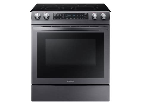 Samsung 5.8 cu. ft. Slide-In Electric Range in Black Stainless Steel ...