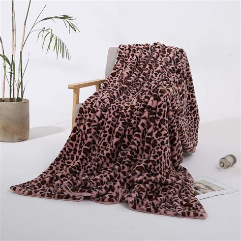 Styho Super Soft Blanket Leopard Print Mink Faux Fur Throw 160 x 200cm Microfiber Throws ...