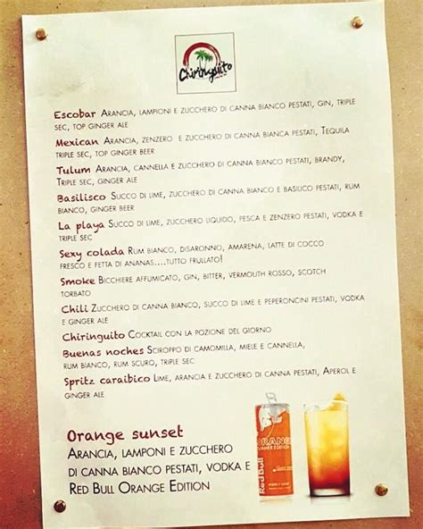 Menu at Chiringuito pub & bar, Marina di Ravenna