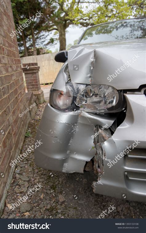 Car Crash Background Front Bumper Damage Stock Photo 1393133108 ...