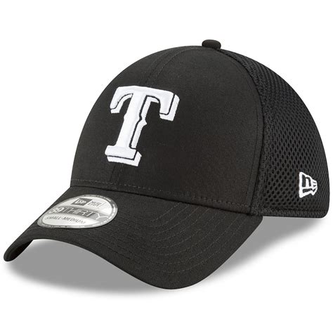 Men's Texas Rangers New Era Black Neo 39THIRTY Unstructured Flex Hat