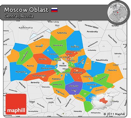 Free Political Simple Map of Moscow Oblast, single color outside, borders and labels