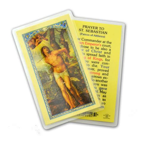 Prayer to St. Sebastian Laminated Holy Card | St. Patrick's Guild