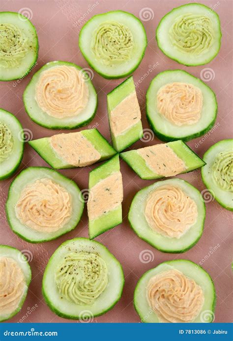 Cucumber Rounds stock photo. Image of salmon, snack, cream - 7813086