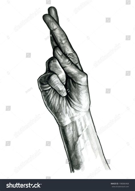 Pencil Drawing Fingers Crossed Sign Stock Illustration 198086468 ...