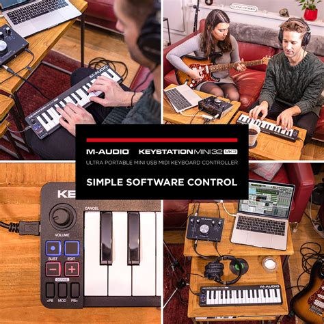 M-Audio Keystation Mini 32 MK3 - USB MIDI Keyboard Controller with 32 Velocity Sensitive Mini ...