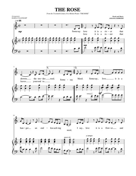 THE ROSE Sheet music for Piano, Vocals (Piano-Voice) | Musescore.com