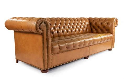 Tobacco brown leather chesterfield sofa