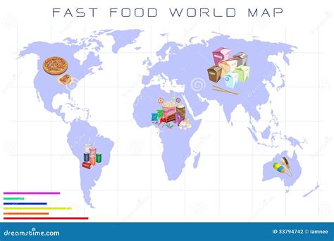 World Map With Fast Food And Take Away Food Stock Vector - Image: 33794742