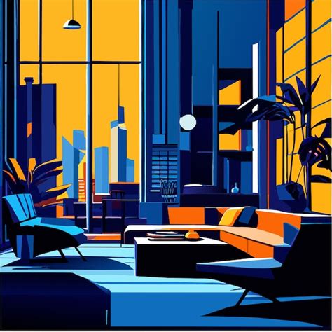 Premium Vector | Modern living room interior design vector illustration