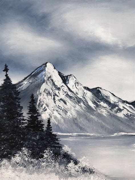 Snowy mountains & frozen lakes Painting | Landscape drawings, Mountain ...