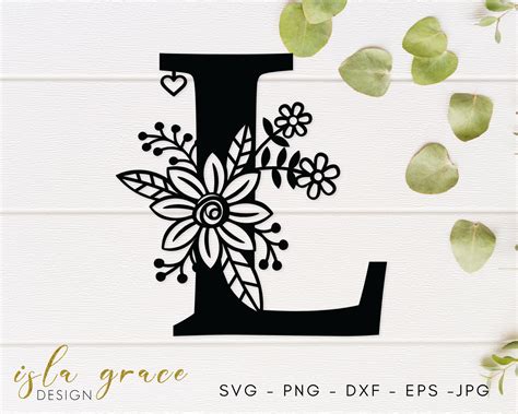 L Floral Alphabet SVG Flower Wedding Monogram Cut File | Etsy