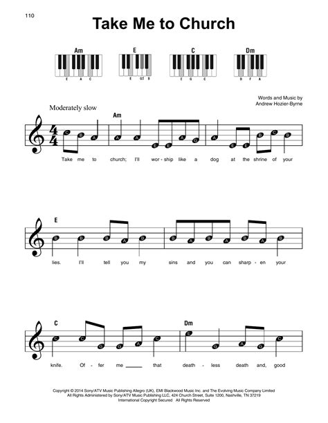 Take Me To Church by Hozier Sheet Music for Super Easy Piano at Sheet ...